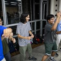 People copying movements as a group